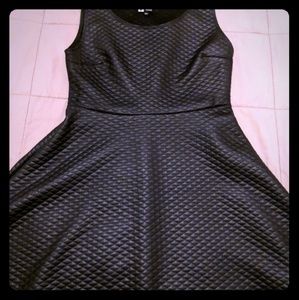 Faux quilted leather mini skater dress